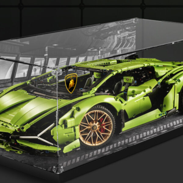 Suitable for LEGO 42115 Lamborghini display case, building block sports car series, dustproof storage box (model set not included) (with themed scene)