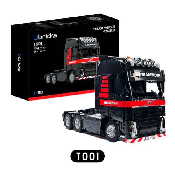 1653 pieces Ubricks T001 FH three-axle heavy truck (electroplated motorized version)