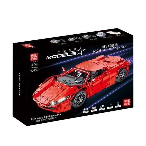 Mould King 13048 RC Red Ferrari 488 with 2083 pieces